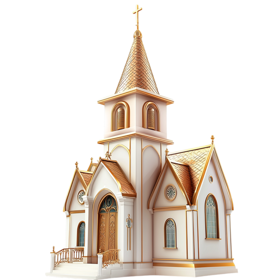 Charming small church a tall steeple white wooden walls png