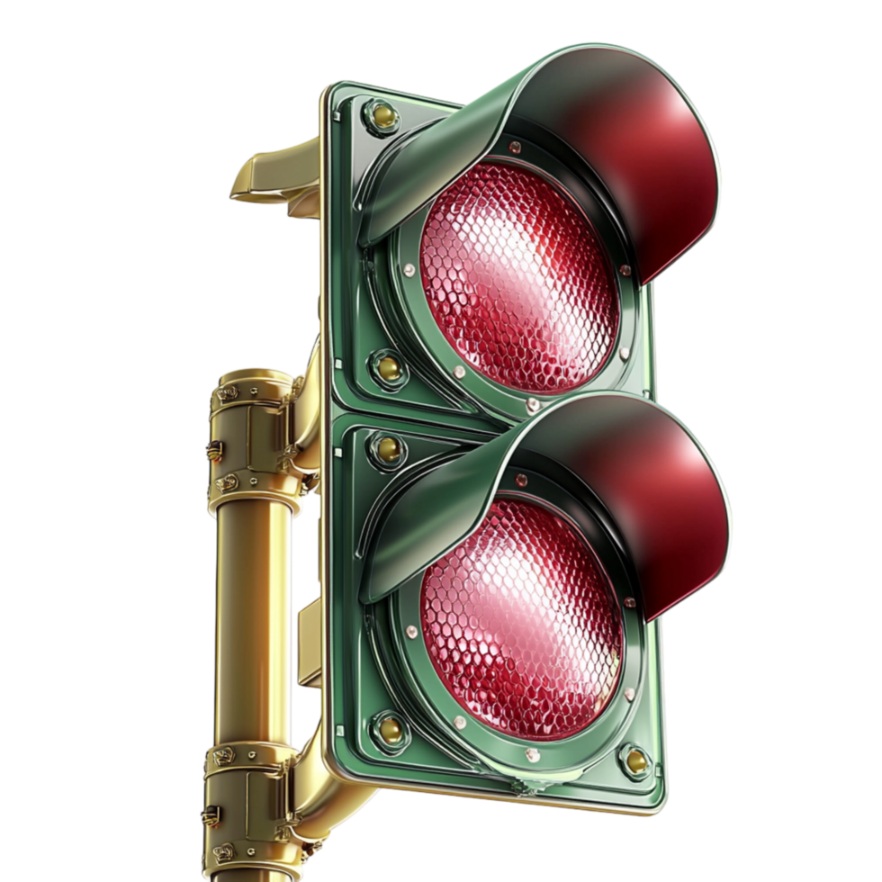 Classic red traffic light a glowing stop signal png