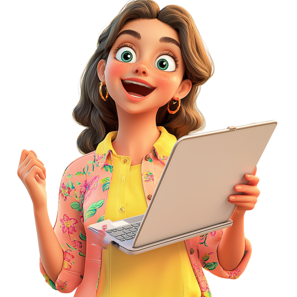 Cheerful young woman holding a clipboard expressing excitement png