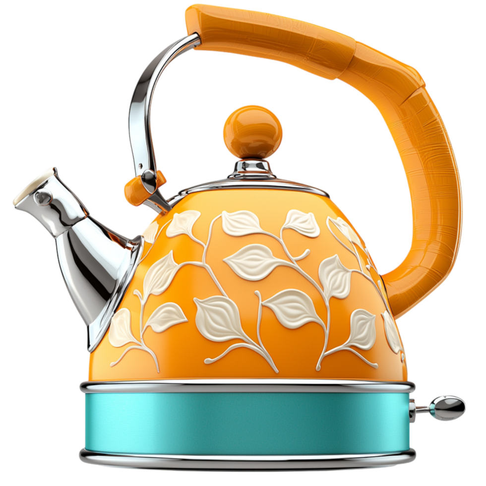 Stylish orange teapot a honeycomb pattern curved hle png