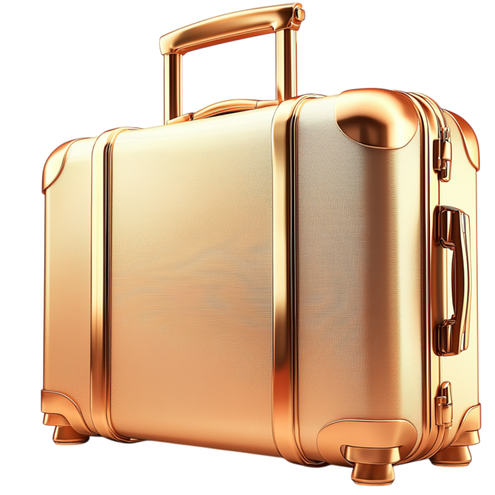 Stylish golden suitcase a sleek design a sturdy hle png