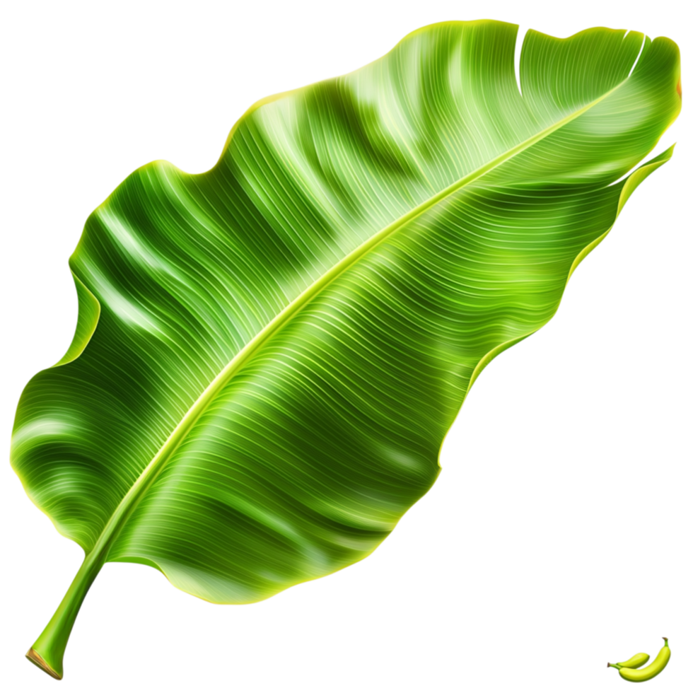 Large green tropical leaf a smooth surface visible veins png