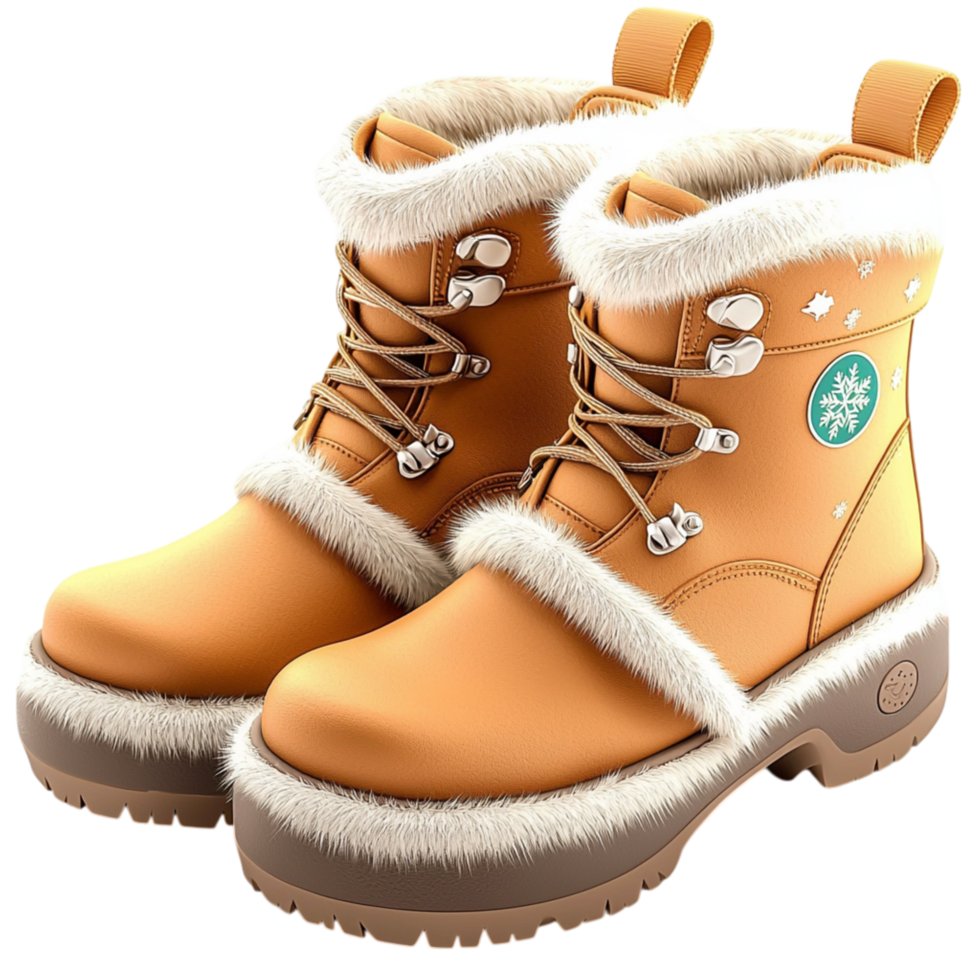 Warm winter boots a soft fur lining durable leather material png