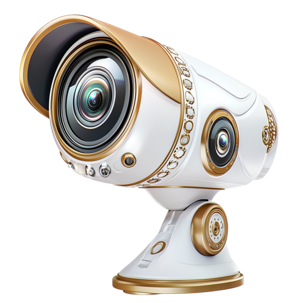 Modern hightech security camera system equipped multiple lenses ensures advanced surveillance, reliable safety, constant home protection. png