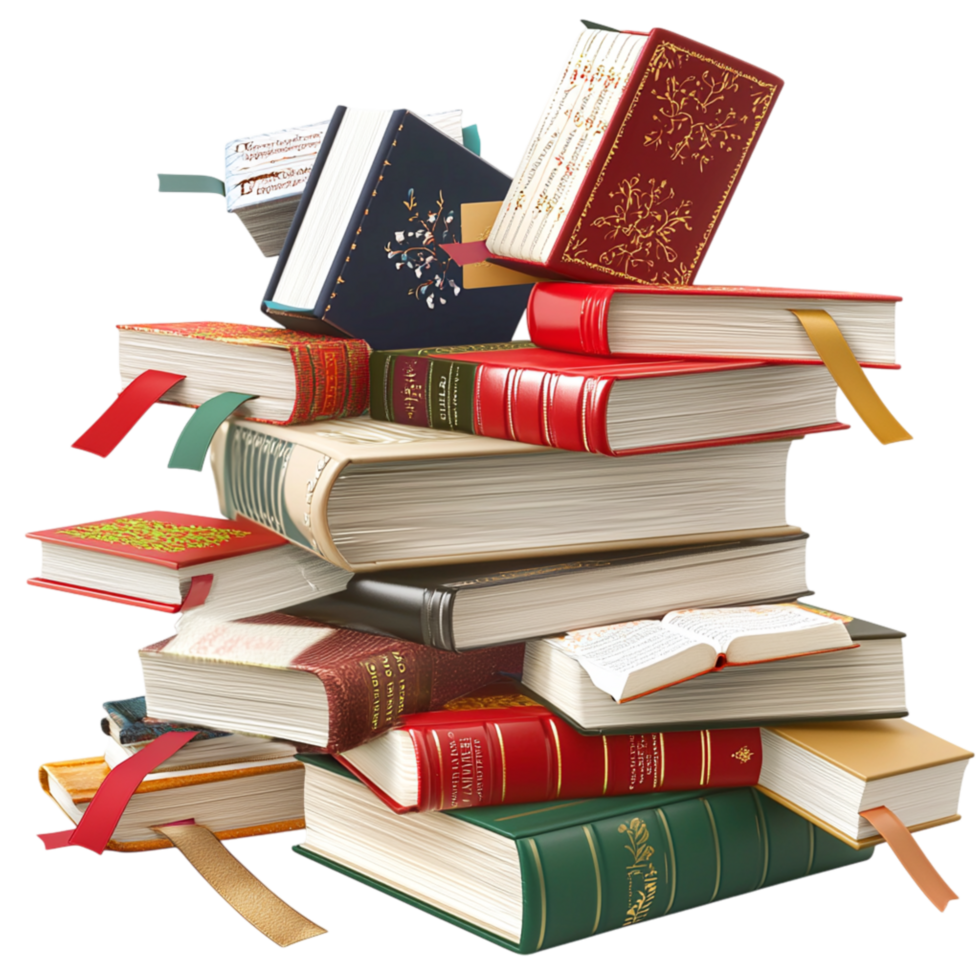 Antique leatherbound books featuring intricate golden detailing preserve timeless wisdom, storytelling traditions, the legacy of classic literature. png