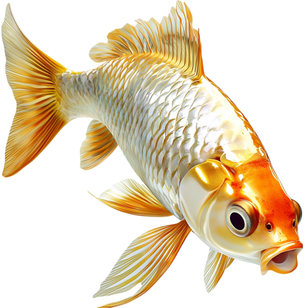 Bright golden koi fish swimming gracefully in crystalclear water symbolizes prosperity, good fortune, timeless beauty in traditional culture. png