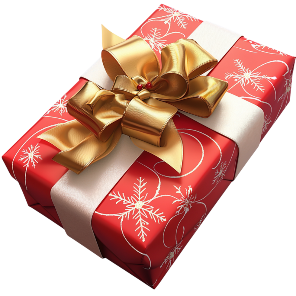 Beautifully decorated Christmas gift box wrapped in festive ribbons snowflake patterns spreads joyful holiday cheer warm seasonal delight. png