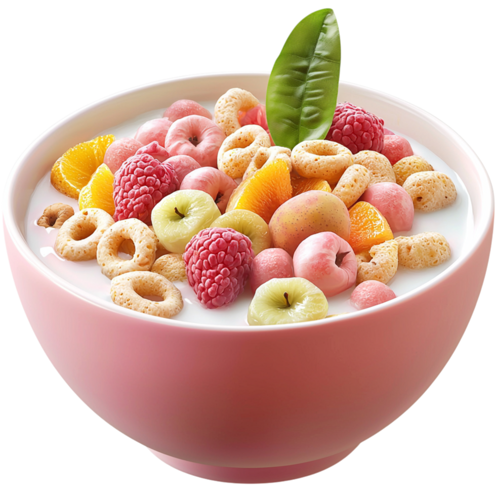 Healthy breakfast cereal topped fresh raspberries blueberries symbolizes nourishment, energy, a refreshing start to the morning. png