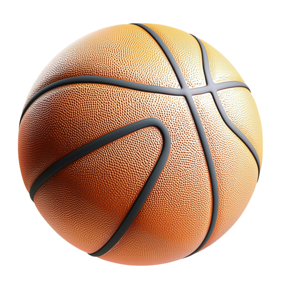 Classic brown basketball textured surface embodies competition, teamwork, the electrifying energy of the game on the court. png