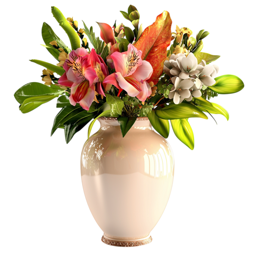 Beautiful floral arrangement displayed in a green vase fresh white flowers brings natures elegance into any living space. png