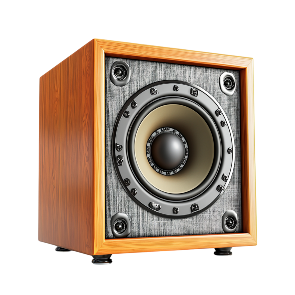 Elegant wooden speaker a classic timeless design, offering highquality sound output for an immersive audio experience. png