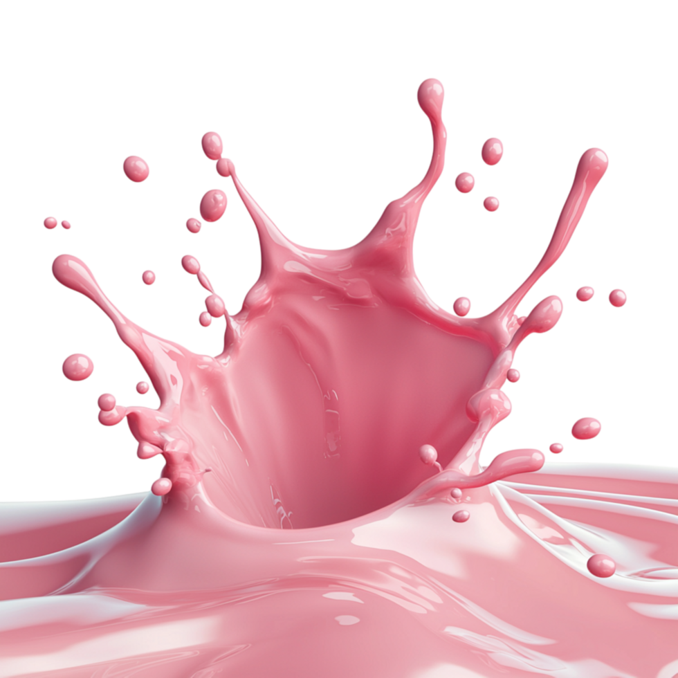 Vibrant pink liquid splashing dynamically, forming anistic freeflowing shape, capturing movement expressive creativity. png