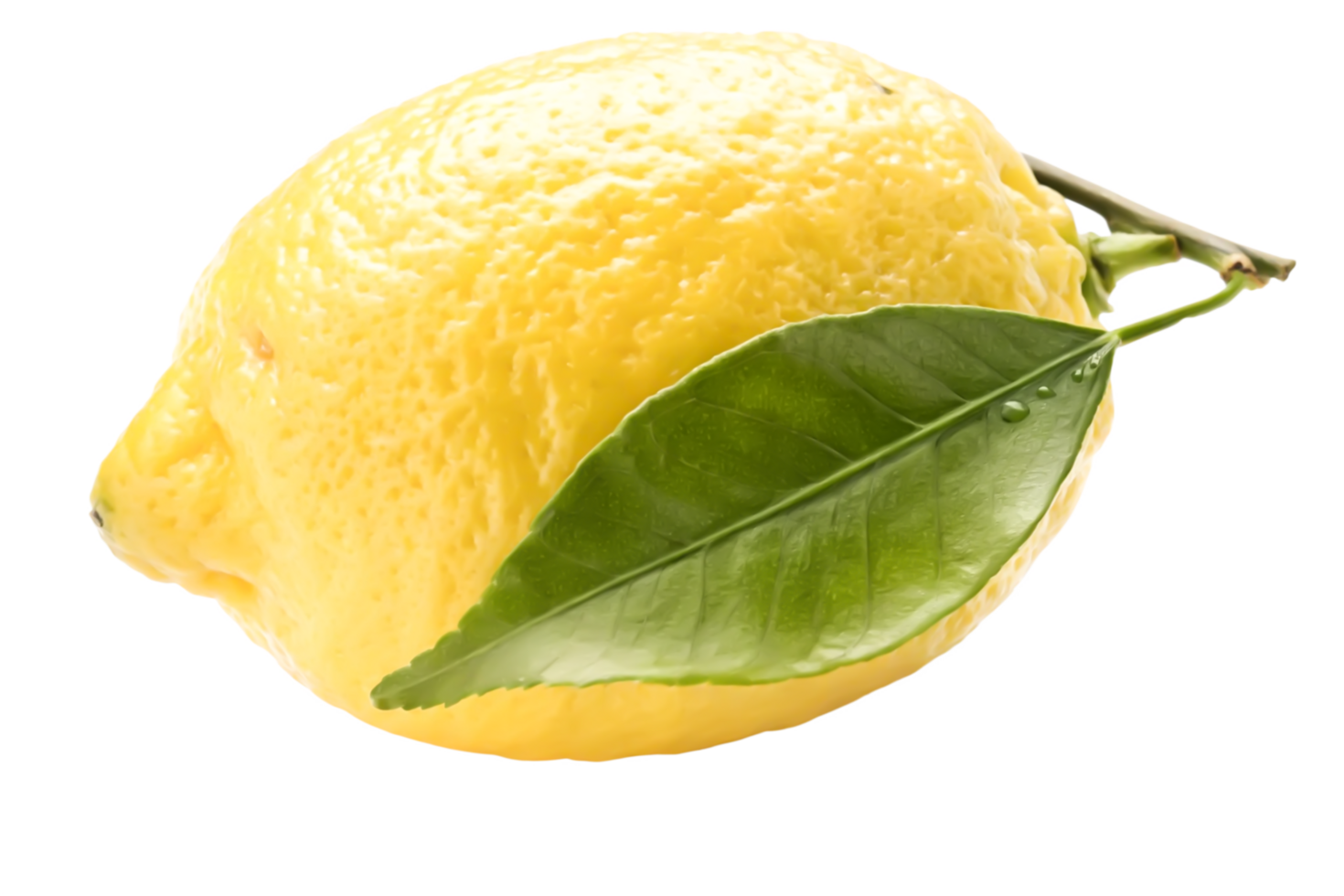Fresh Juicy Lemon with Green Leaf - Realistic Food Photography for Citrus Recipes png
