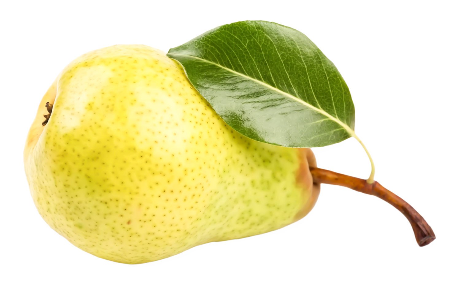 Juicy Yellow Pear with Green Leaf, Fresh Fruit Still Life Photography png