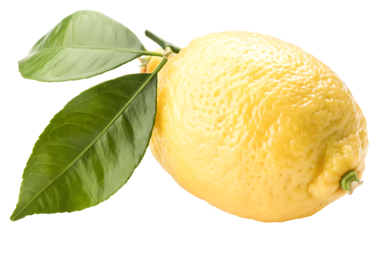 Fresh Juicy Lemon with Green Leaves, Realistic Detailed Illustration png