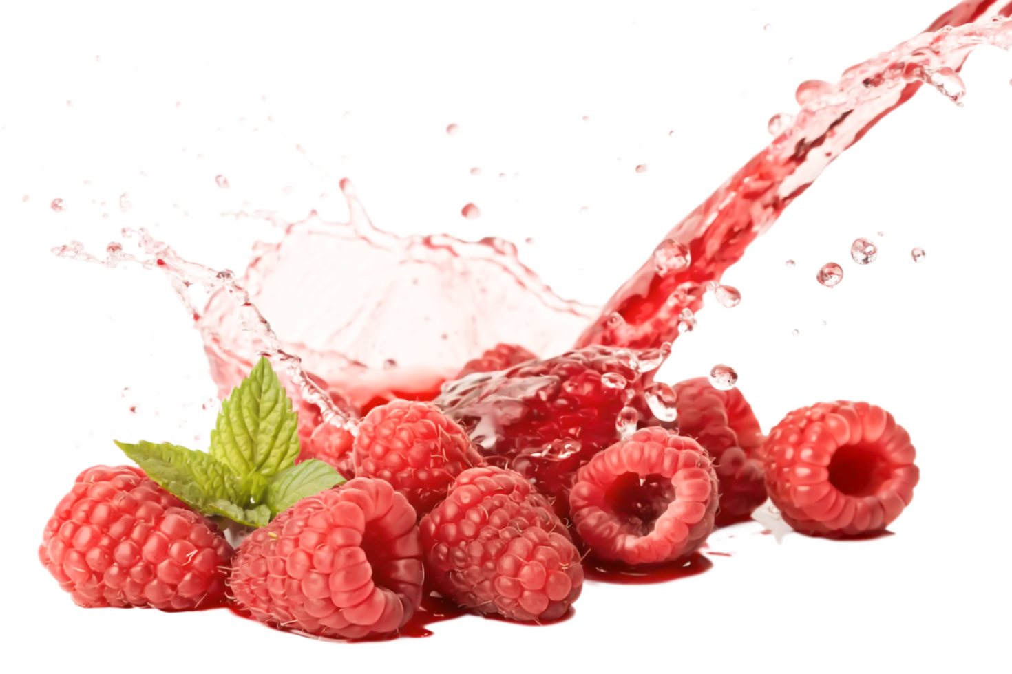 Fresh Raspberries with Splashing Juice Vibrant Food Photography png