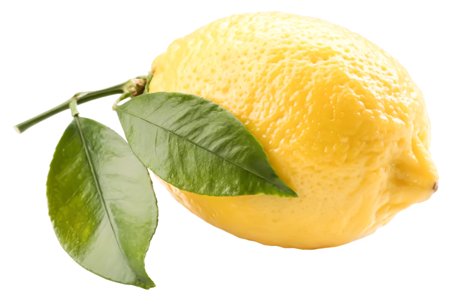 Fresh Ripe Lemon with Green Leaves Isolated on Black Background png