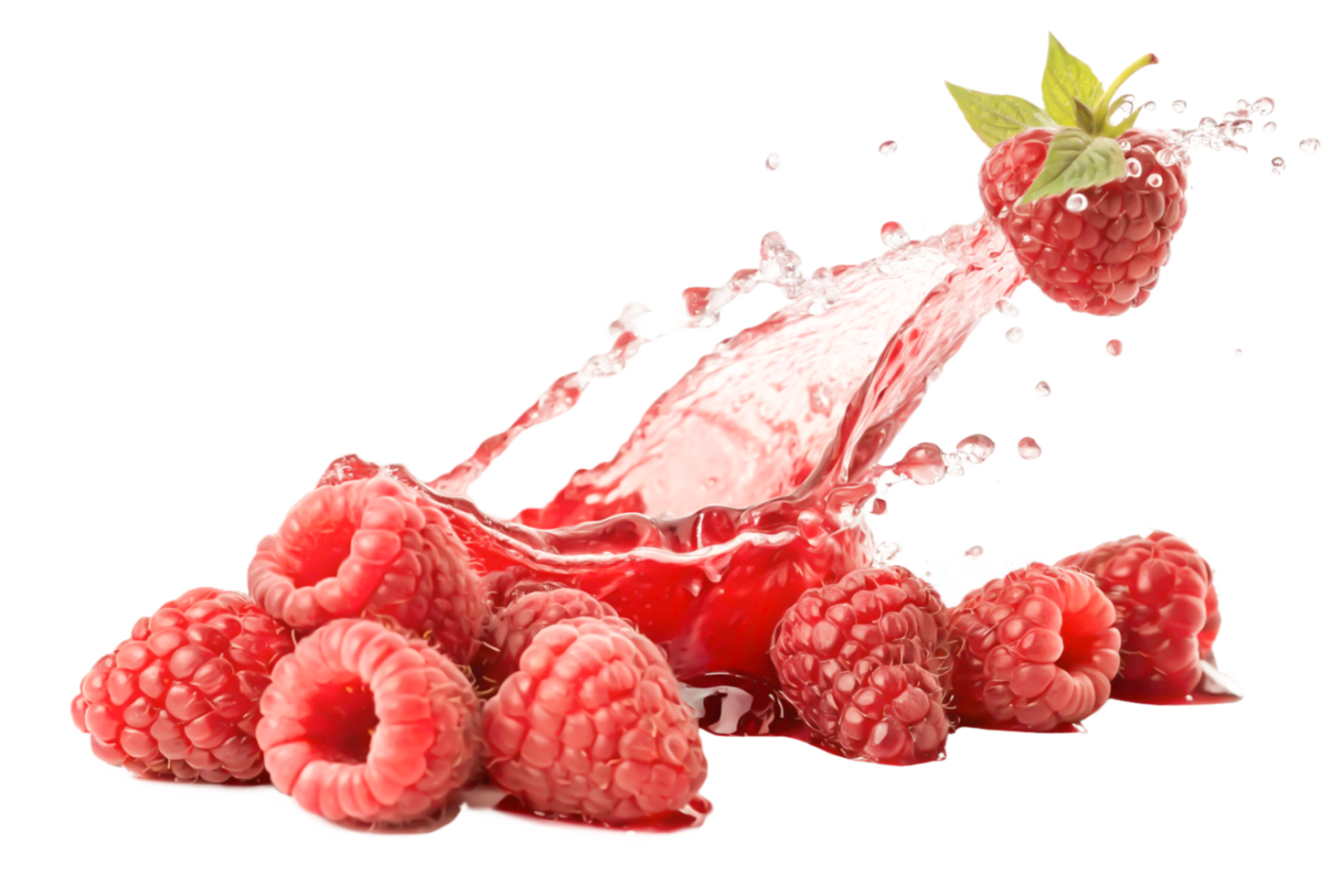 Juicy Raspberries Splashing in Red Liquid, Fresh Fruit Photography png