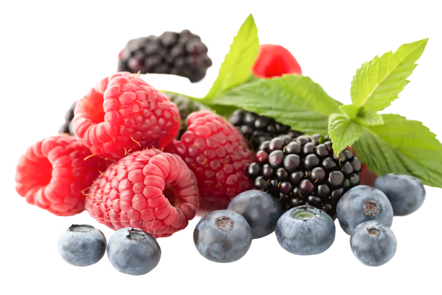 Fresh Raspberries, Blueberries, Blackberries Mint Juicy Berry png