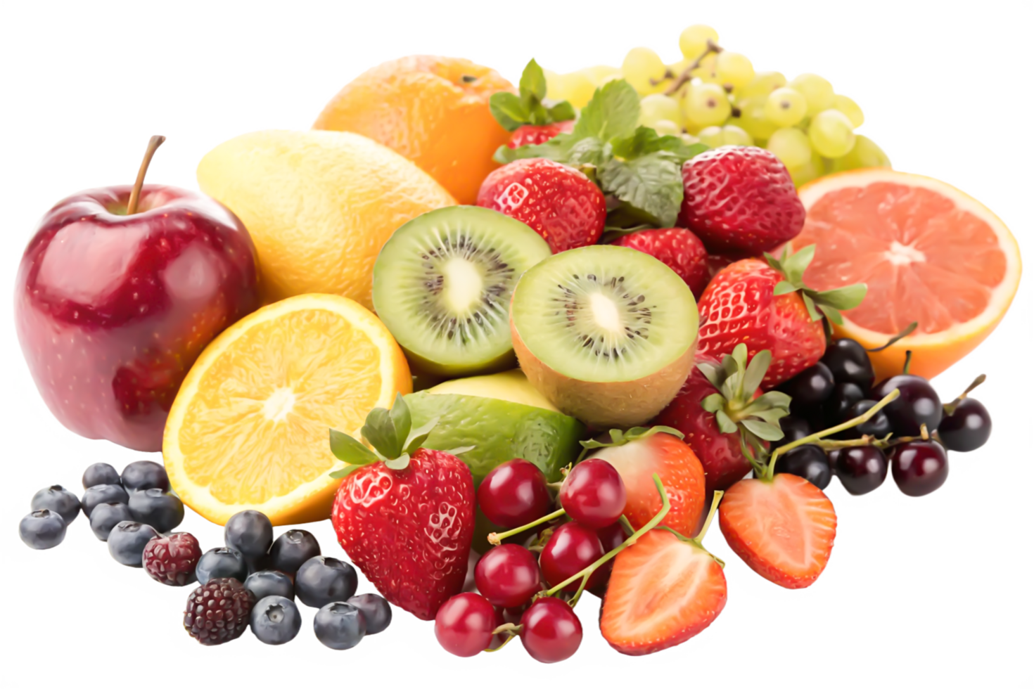 Fresh Fruit Abundance Juicy Strawberries, Kiwi, Oranges More png