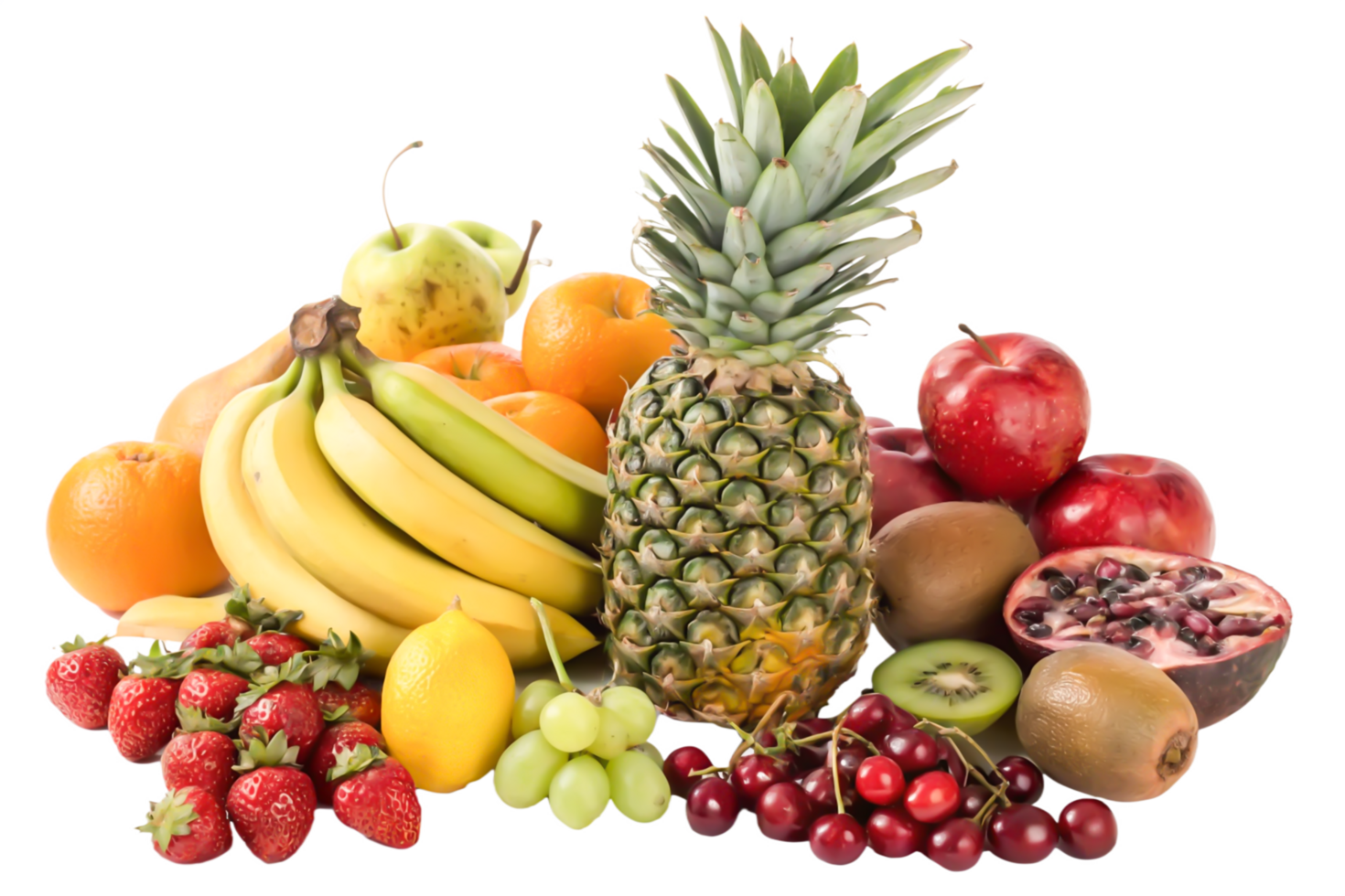 Fresh Fruit Abundance Colorful Pineapple, Bananas, Strawberries, and More png