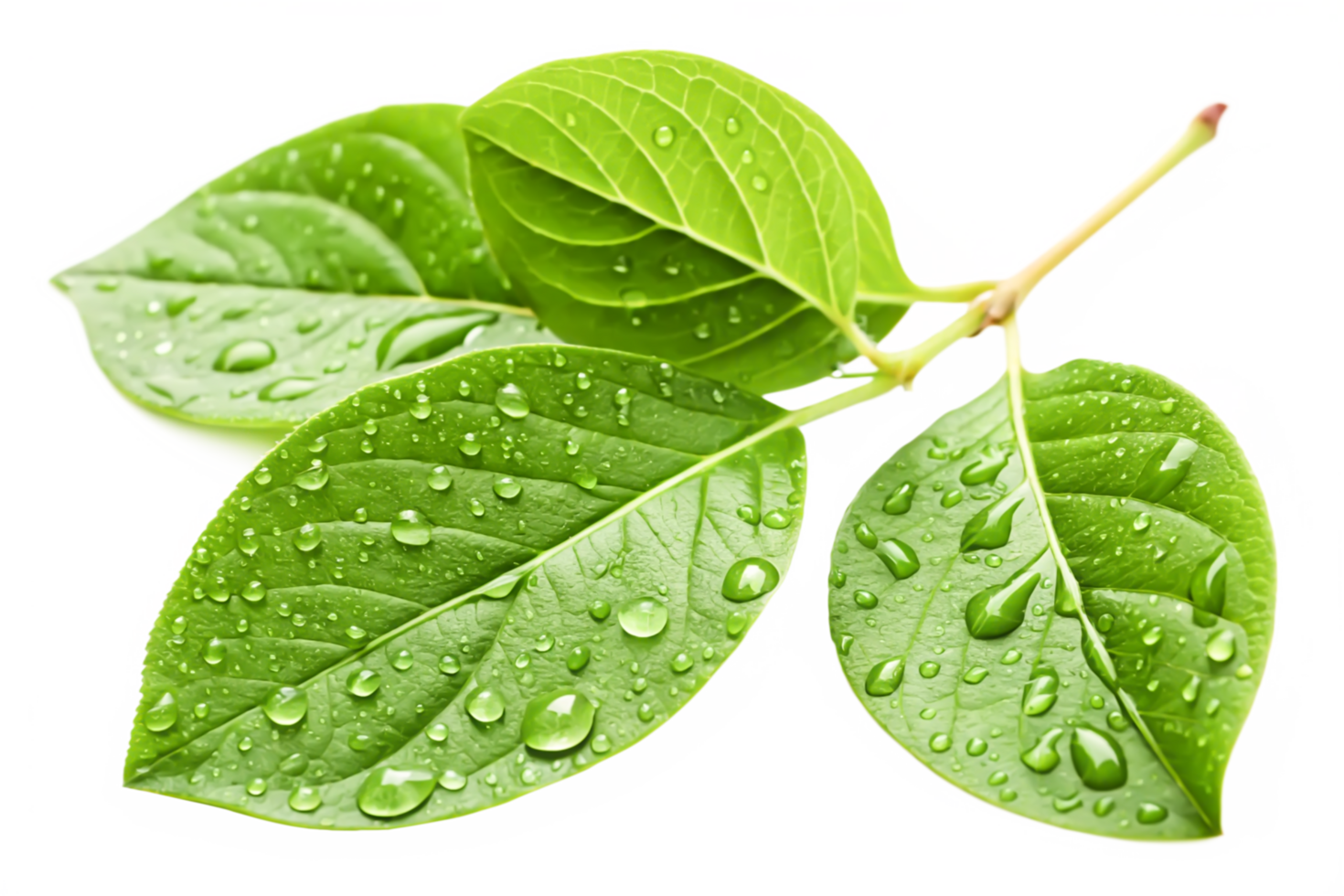 Lush Green Leaves with Dew Drops Nature Photography, Spring Plants png