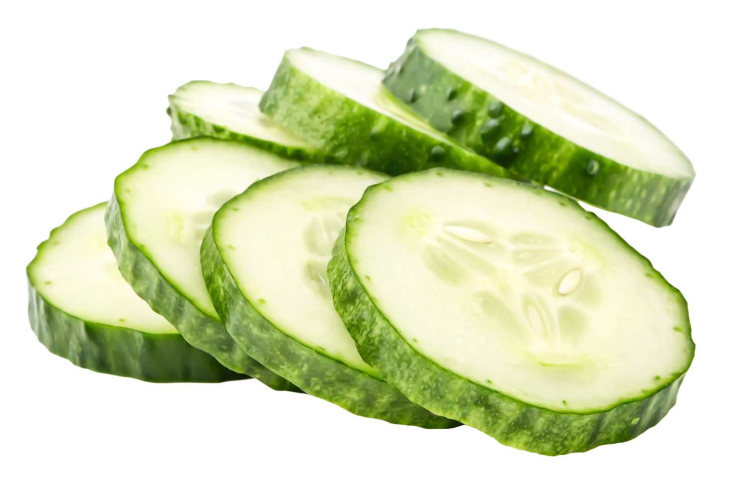 Fresh Sliced Cucumber, Healthy Food, Green Vegetable, Isolated on Black Background png
