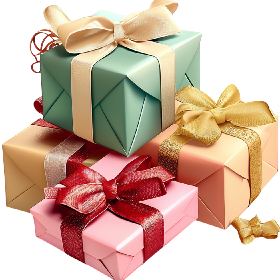 Festive red gift box wrapped a shiny golden ribbon a decorative bow, perfect for special occasions. png