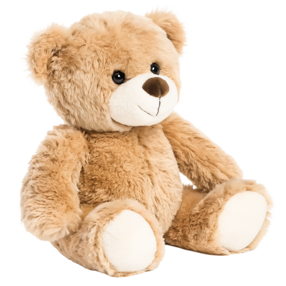 Adorable Beige Teddy Bear Plush Toy, Soft Stuffed Animal, Child's Playmate png