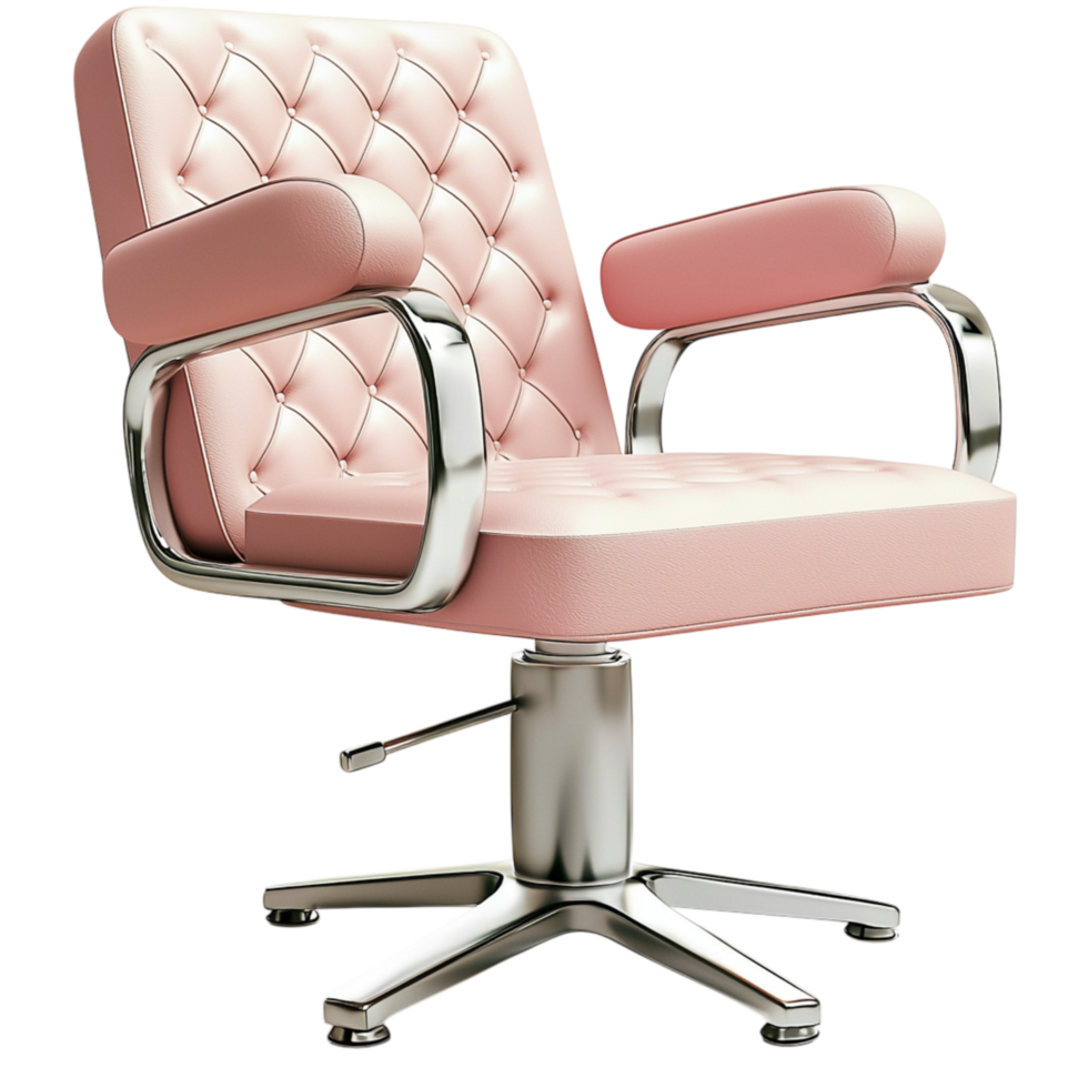 Stylish orange leather salon chair a modern design comfortable cushioned seat, enhancing beauty spaces effortlessly. png