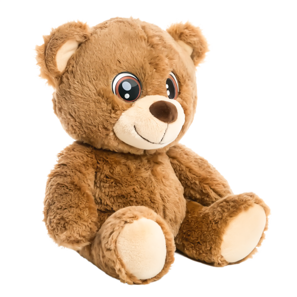 Adorable Brown Teddy Bear Plush Toy, Sitting Pose, Isolated on White Background png