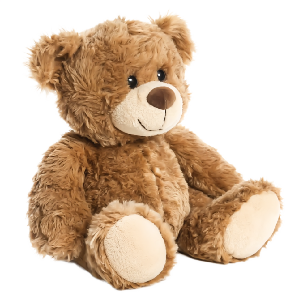 Adorable Brown Teddy Bear Plush Toy, Sitting, Isolated on White Background png