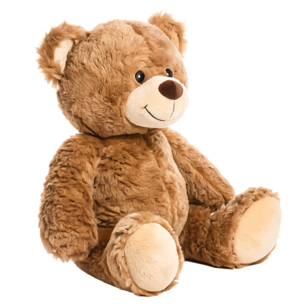 Adorable Brown Teddy Bear Plush Toy, Sitting Pose, Soft Fur, png