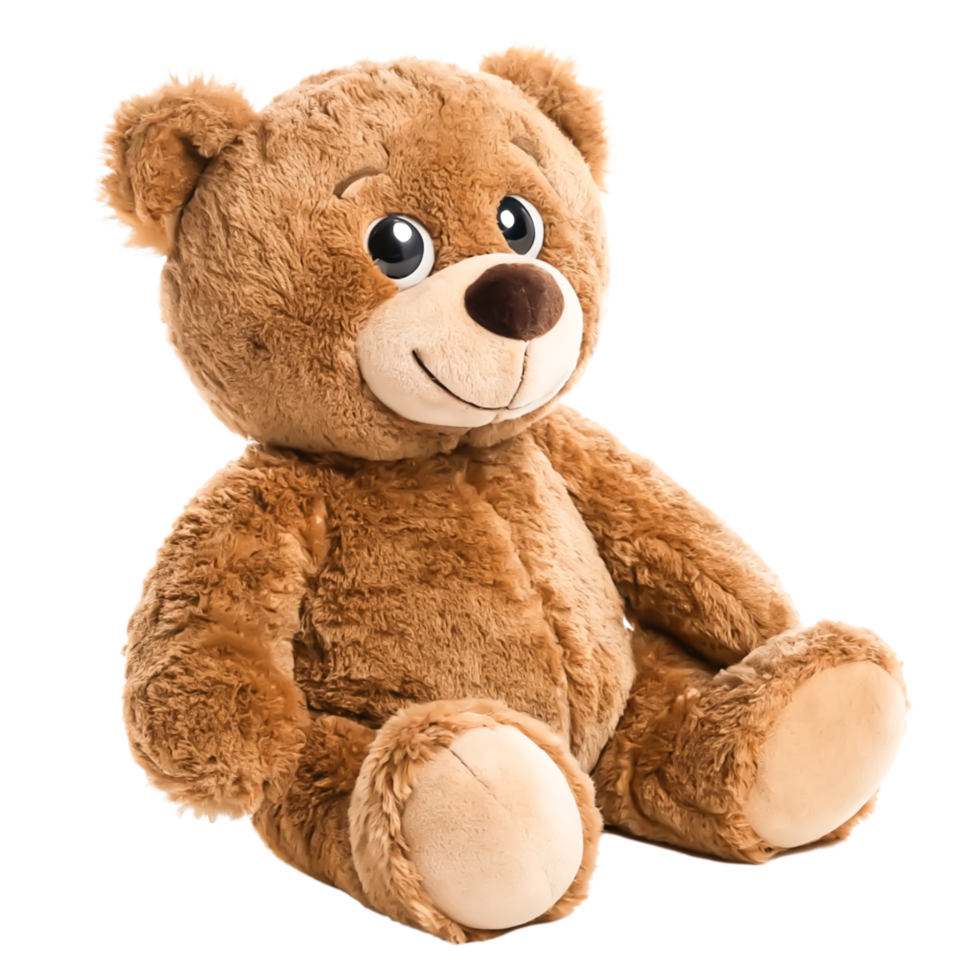 Adorable Brown Teddy Bear Plush Toy, Sitting Pose png