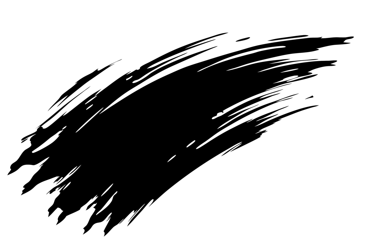 Abstract Black and White Ink Brush Stroke Dynamic Diagonal Design Element png