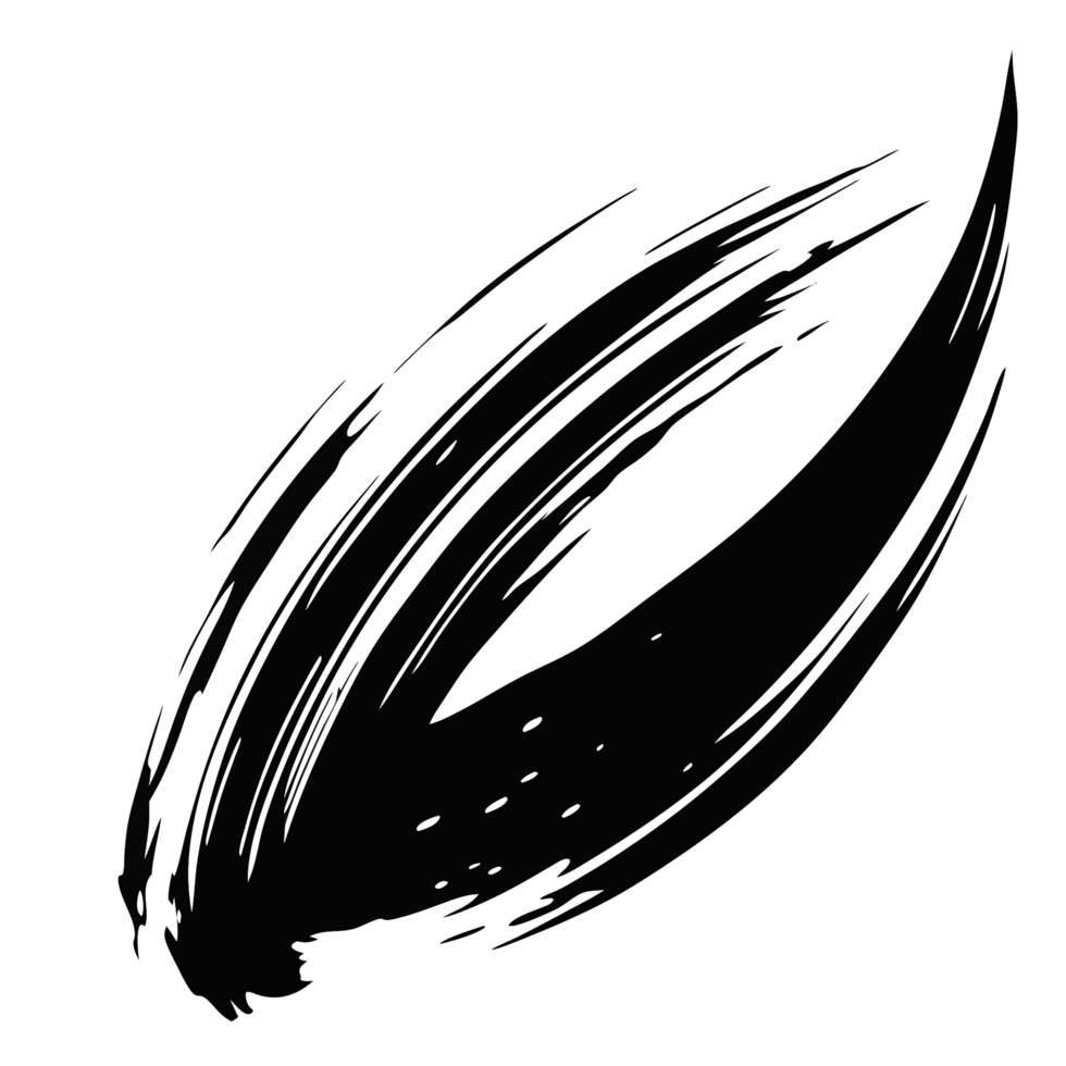 Abstract Black Ink Brush Stroke, Dynamic Swirl, Artistic Design Element png