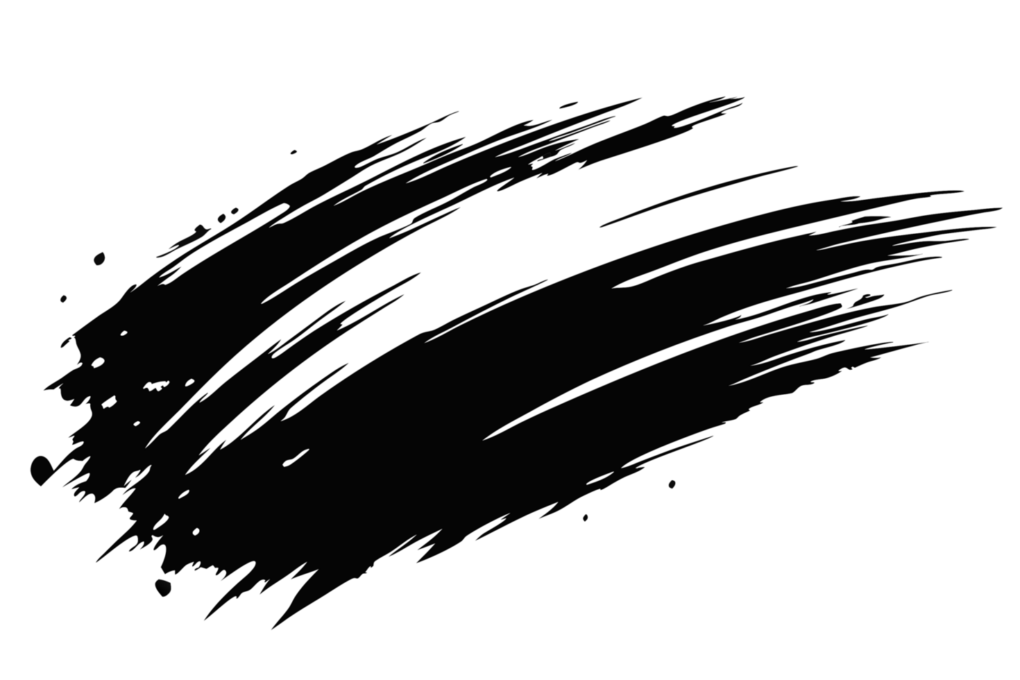 Abstract Black and White Ink Brush Stroke Design Element for Background png