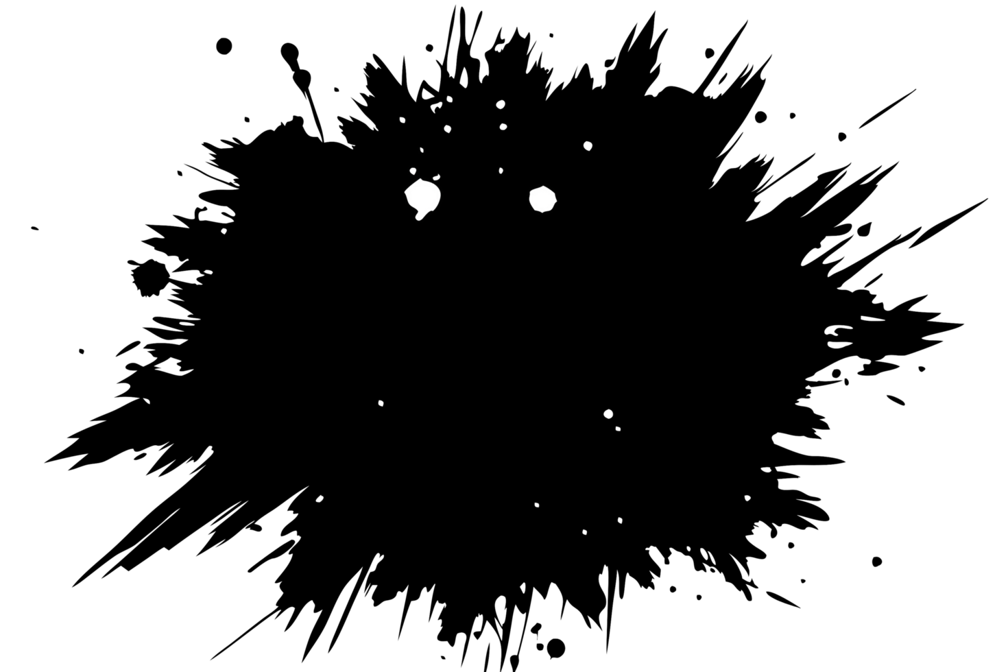 Abstract Black and White Ink Splatter Design with Two Bright Centers png