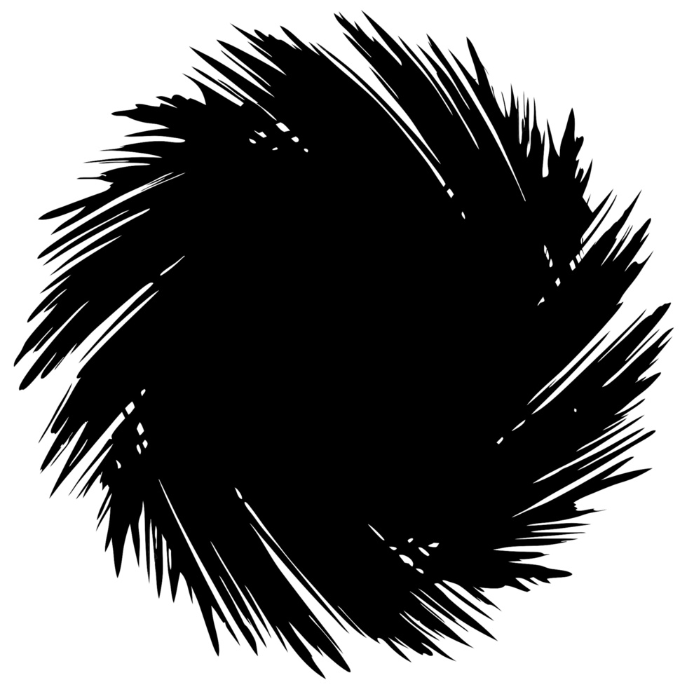 Abstract Black Ink Brush Stroke Circular Design Element png