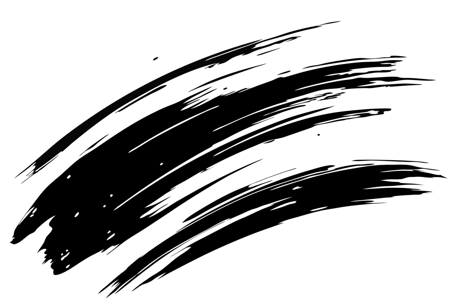 Abstract Black and White Swirl Brush Stroke Design Element for Background png