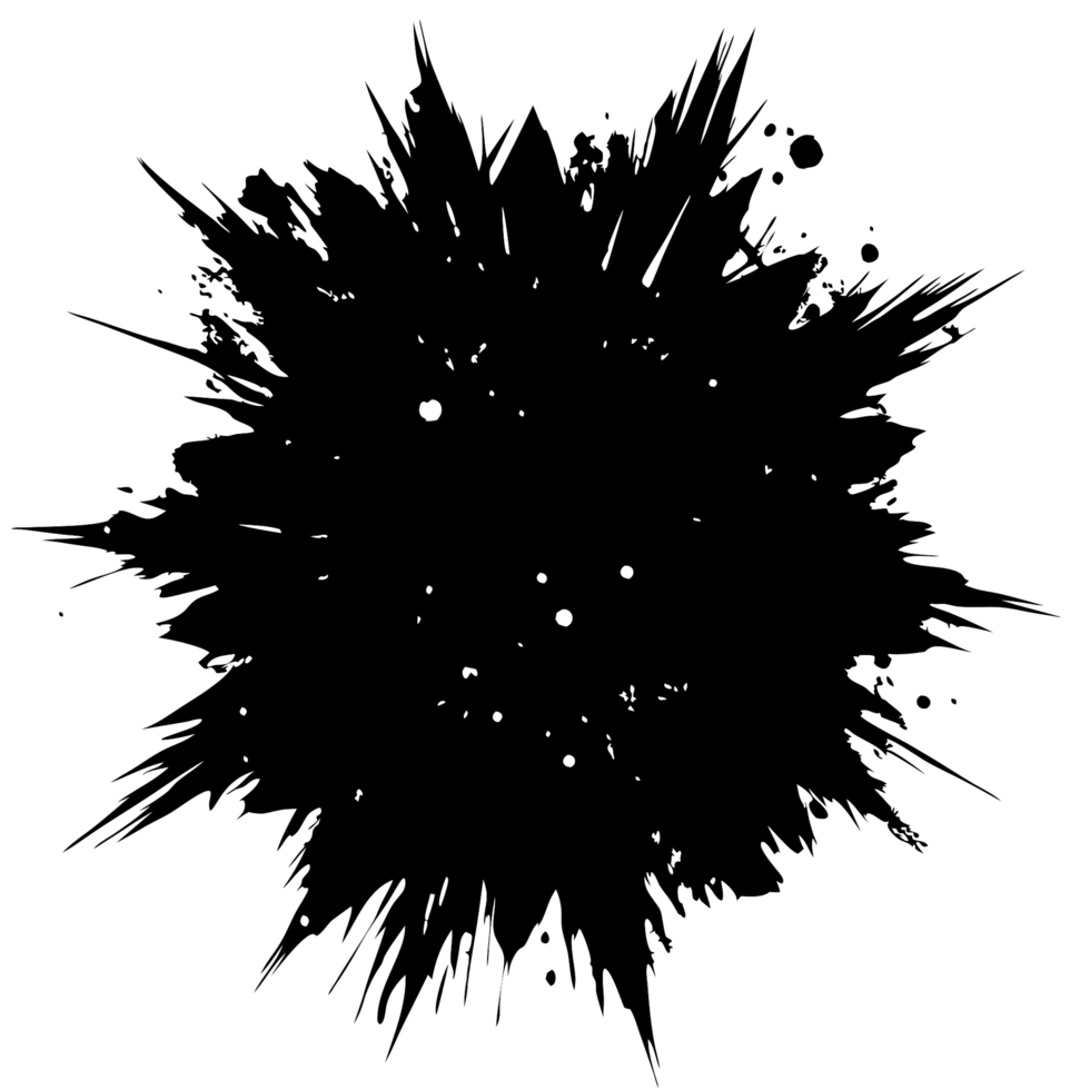 Abstract Black Ink Burst, Grunge Splatter, High-Resolution Design Element png