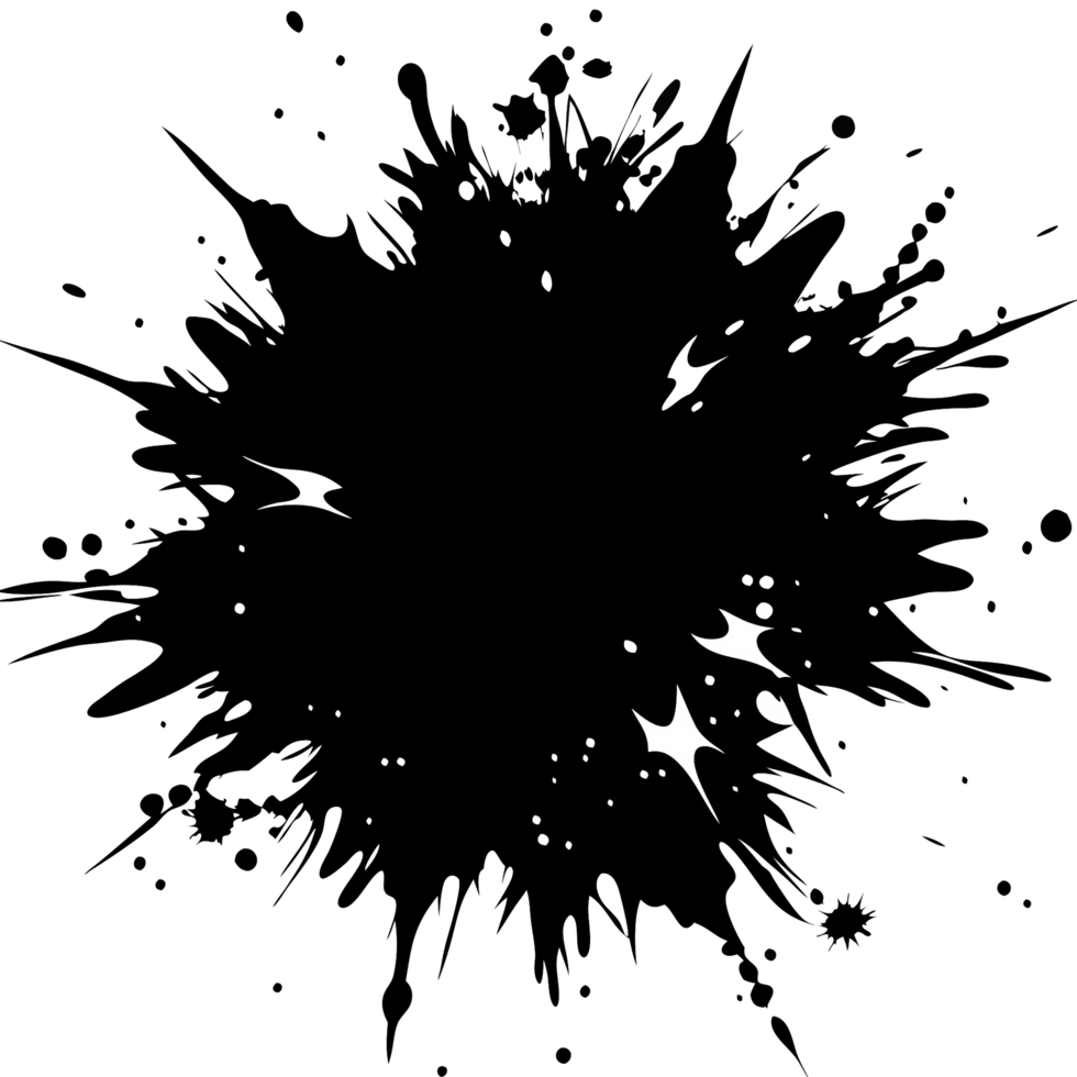 Abstract Black Ink Splashes Design Grunge Style Splatter Background png