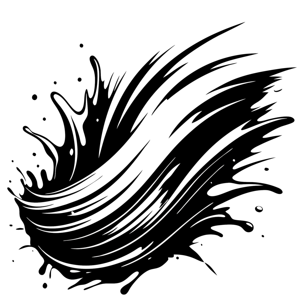 Abstract Black Ink Splash Swirl Dynamic Design Element for Branding png