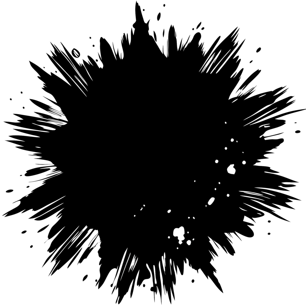 Abstract Black Ink Splash, Grunge Brush Stroke, Artistic Design Element png