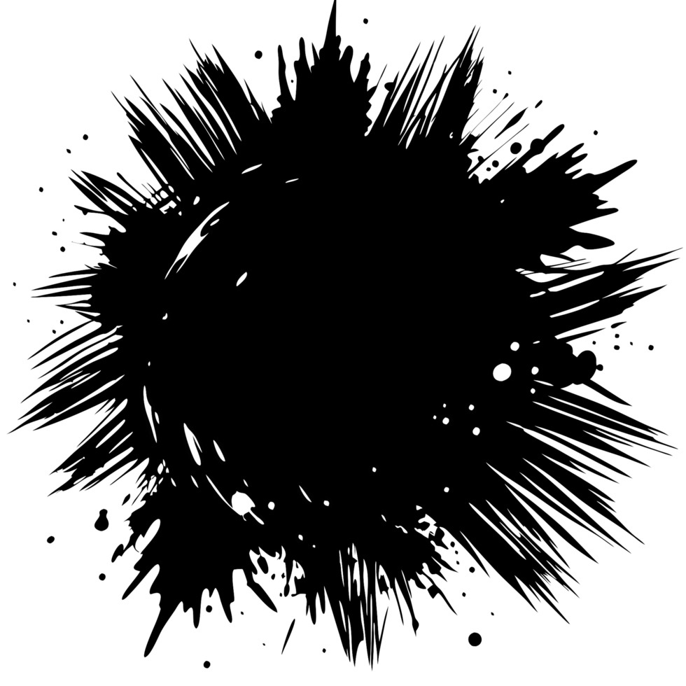 Abstract Black Ink Splatter Burst Design Circular Grunge Texture png