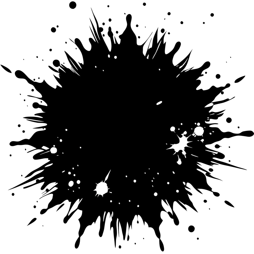 Abstract Black Ink Splatter Burst Design Element for Backgrounds png