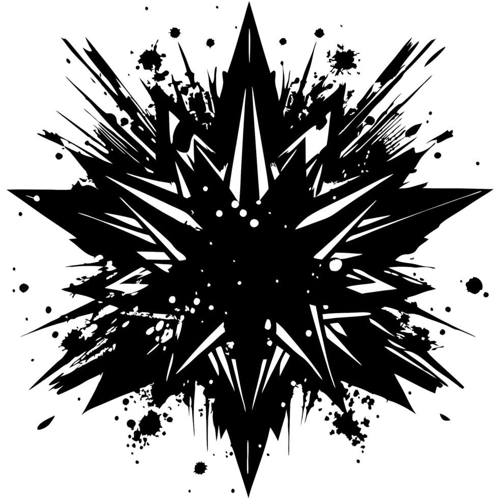 Abstract Black Ink Starburst Explosion Design Element for Branding png