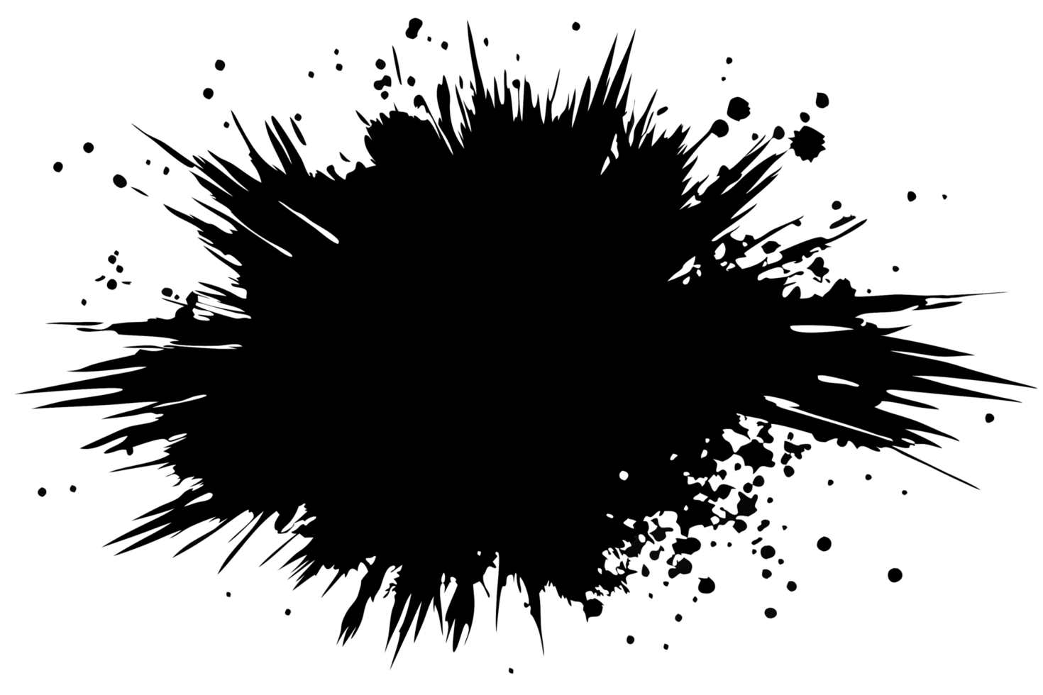 Abstract Explosion Design White Ink Splatter on Black Background for Comics png