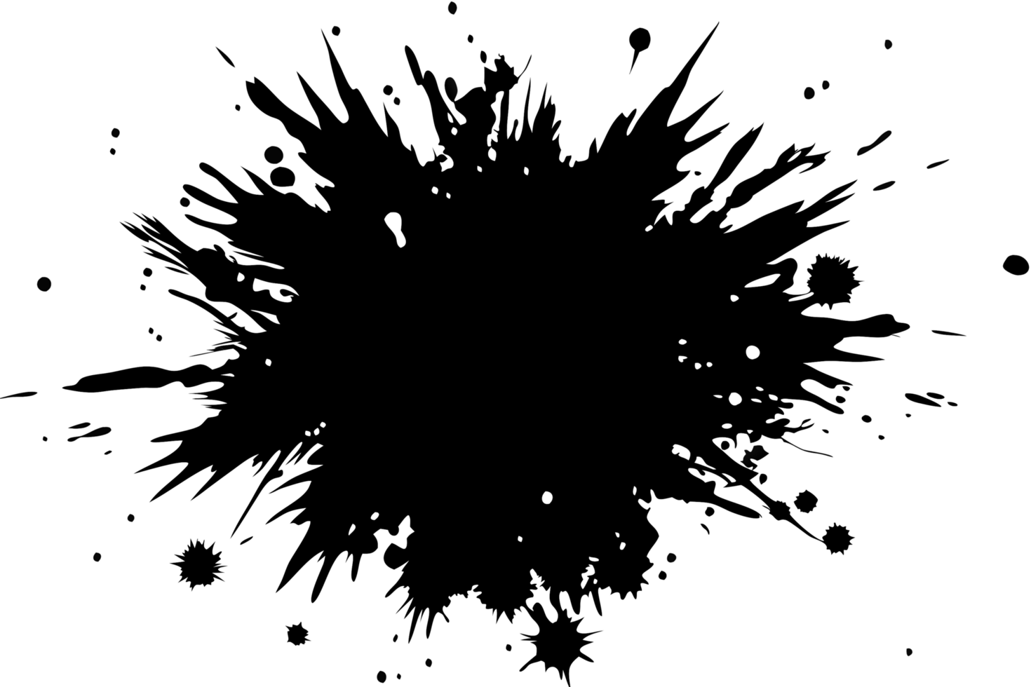 Abstract Ink Splashes Frame Black and White Circular Design Element png