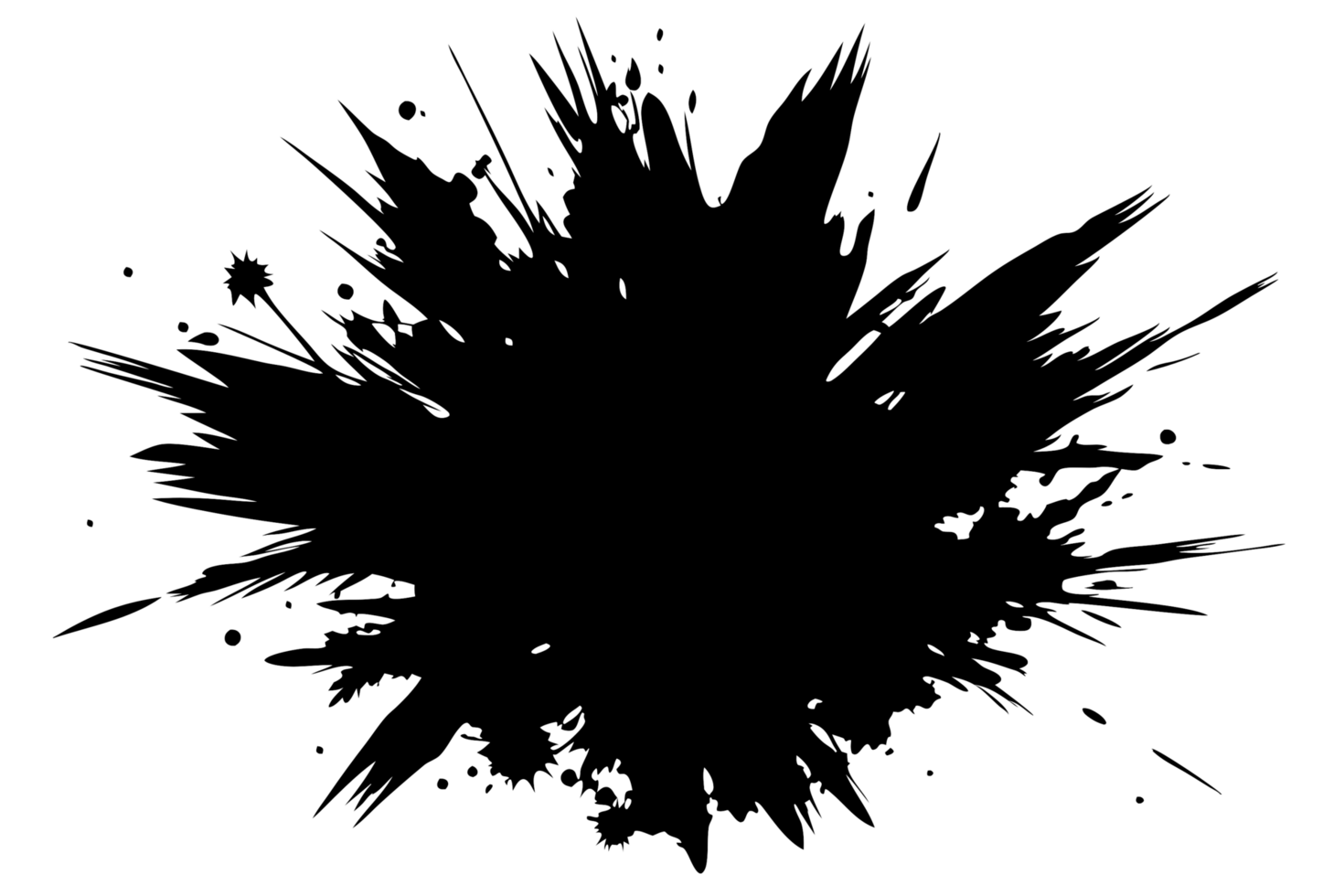 Abstract Ink Splatter Burst Black and White Circular Design Element png